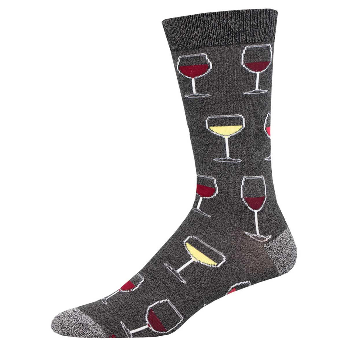 "Sip, Sip, Hooray! Wine (Charcoal) Bamboo Men's Crew Socks"