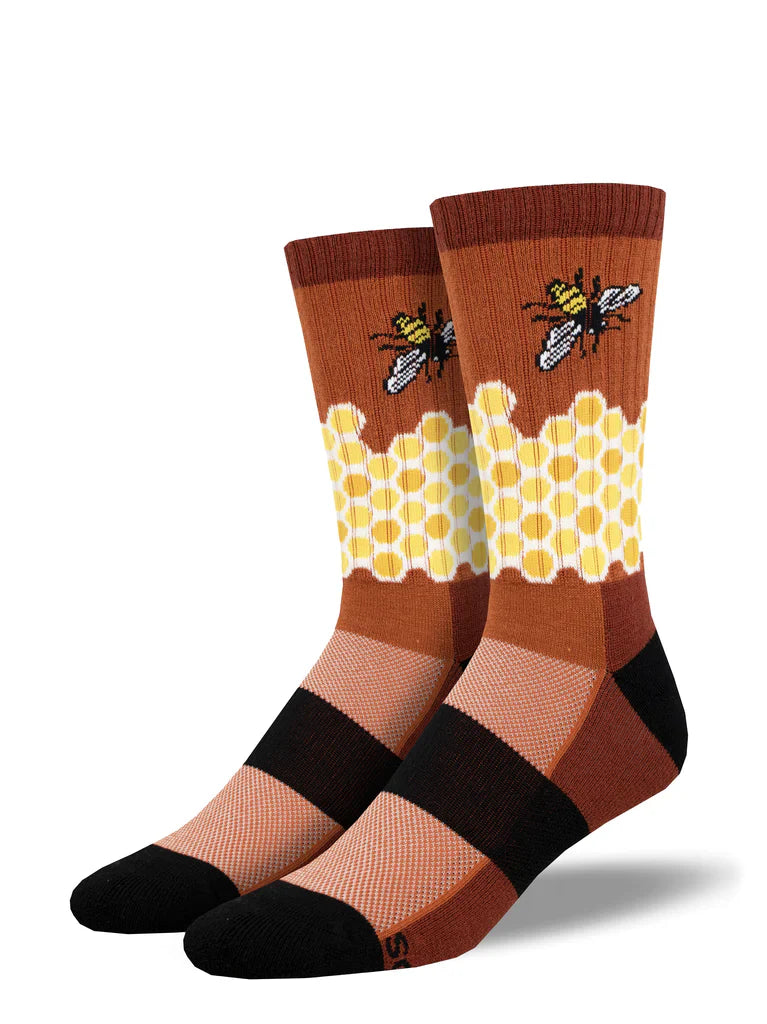 "Home, Sweet Honeycomb (Rust) Merino Wool Unisex L/XL Crew Sock"