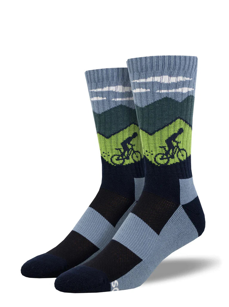 "Ride, On, Ride On, Ride On, Cyclist (Blue) Merino Wool Unisex L/XL Crew Sock"