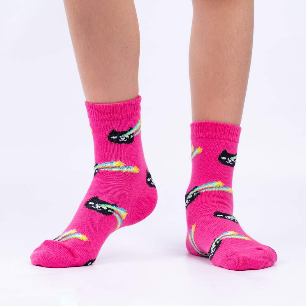 Space Cats Kids' (Age 7-10) Crew Socks 3-Pack