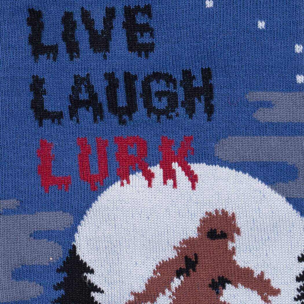 "Live, Laugh, Lurk-Glow in the Dark Bigfoot Men's Crew"