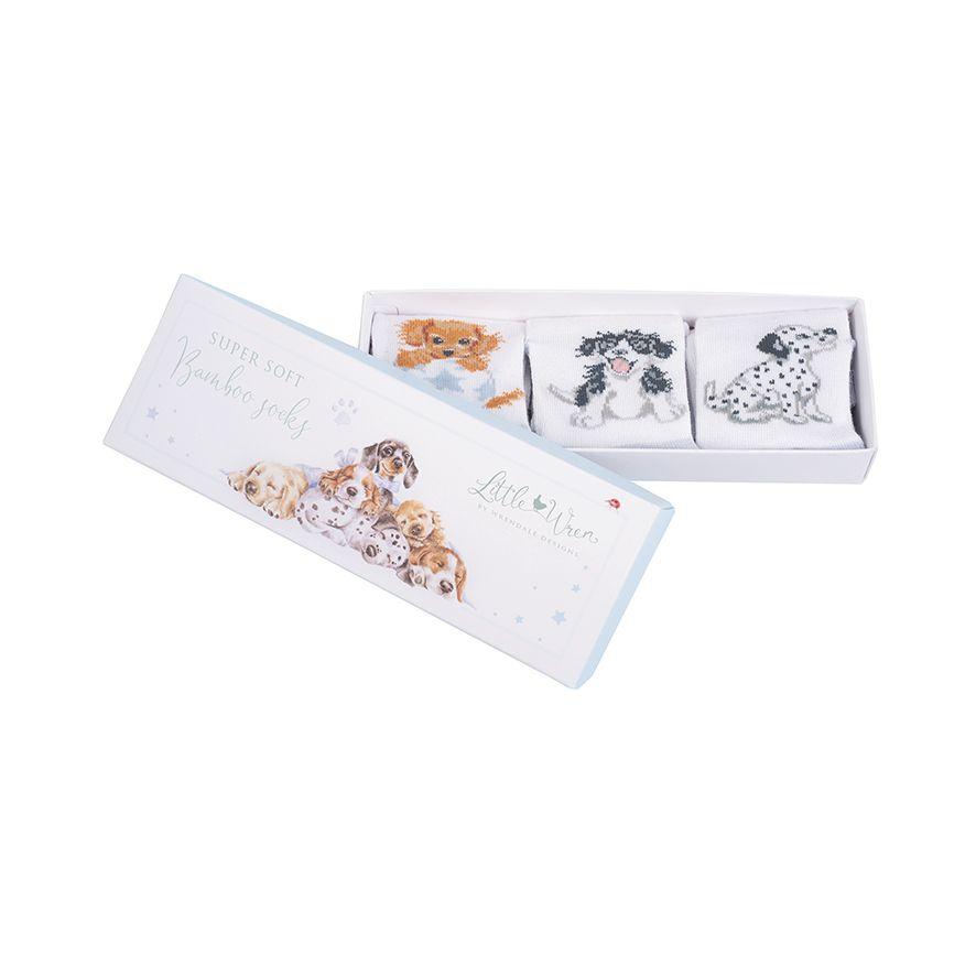 "Little Paws Boxed Set of 3 Bamboo Kids Crew Socks (0-6 Months, 6-12 Months)"