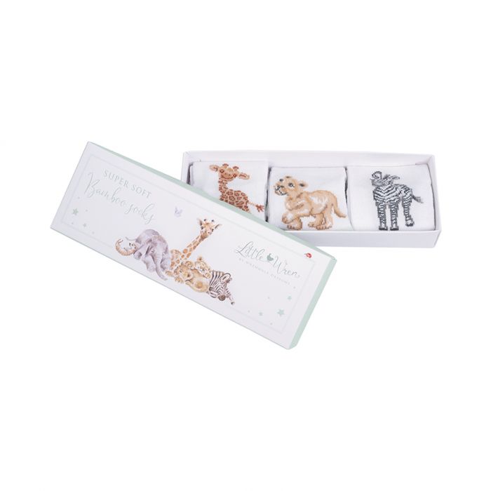 "Little Savannah Boxed Set of 3 Bamboo Kids Crew Socks (0-6 Months, 6-12 Months)"