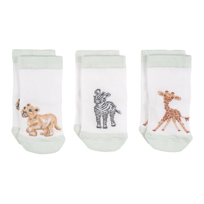 "Little Savannah Boxed Set of 3 Bamboo Kids Crew Socks (0-6 Months, 6-12 Months)"