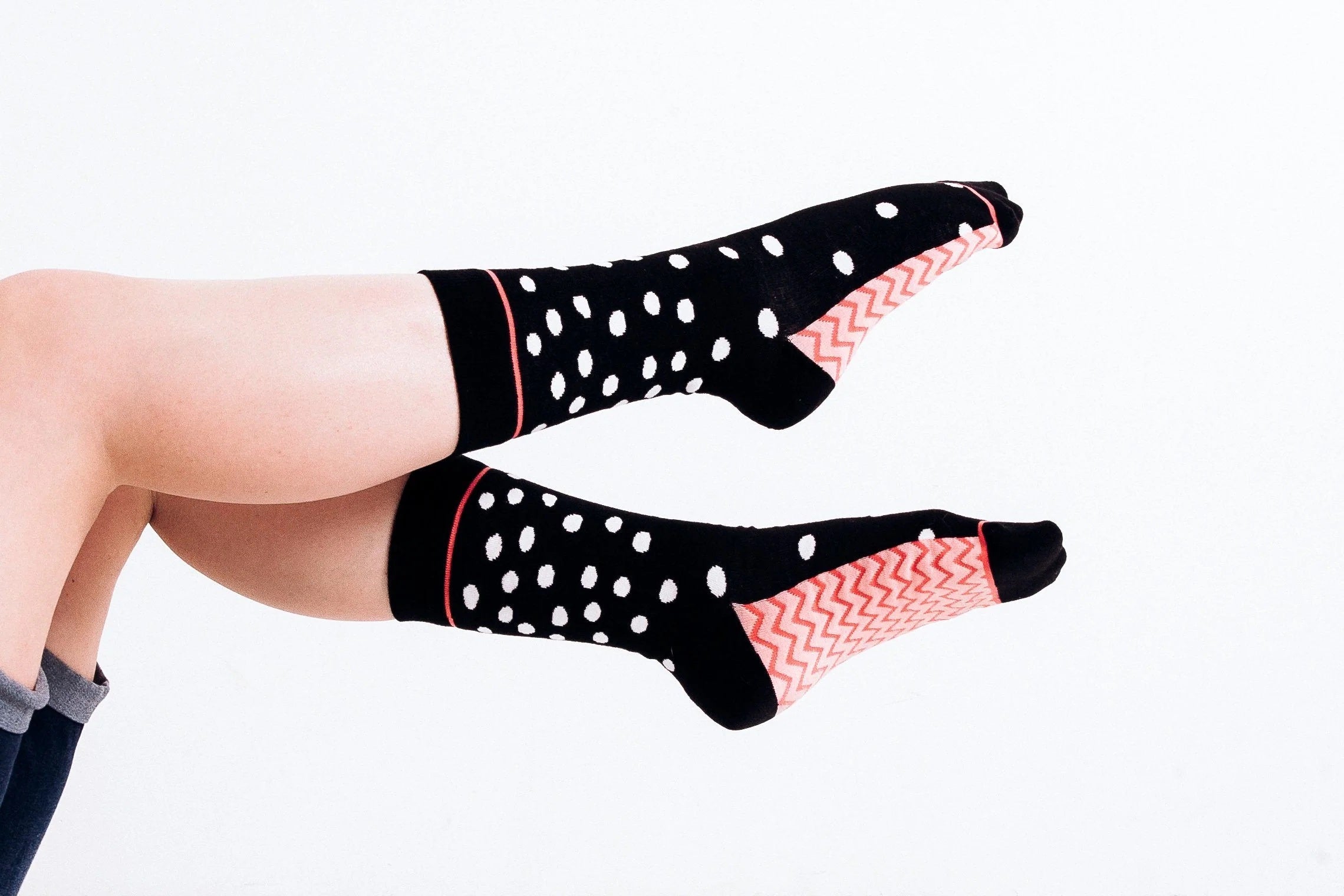 "Snowfall, White Dots On Black Women's Crew Socks"