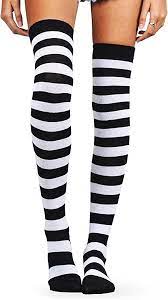 "Bold Stripe (Black, White) Over The Knee"