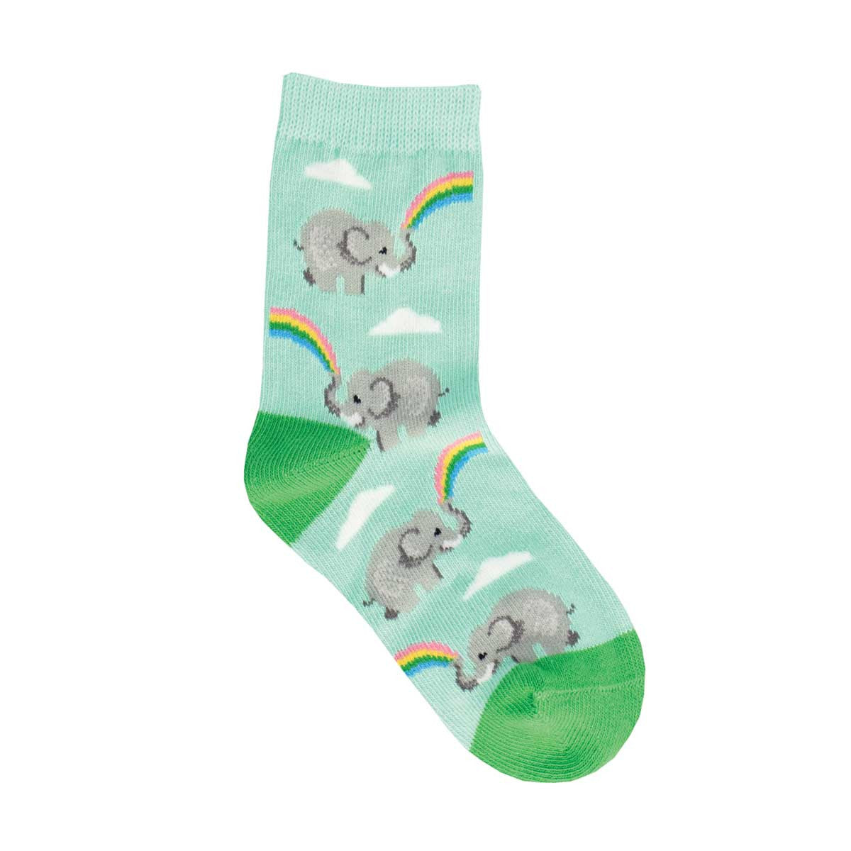 "End Of The Rainbow, Elephants Kids' Crew Socks (Age 2-4)"