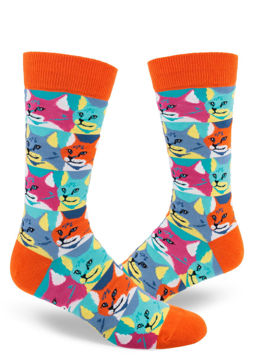 Pop Art Cat Men's Crew Sock