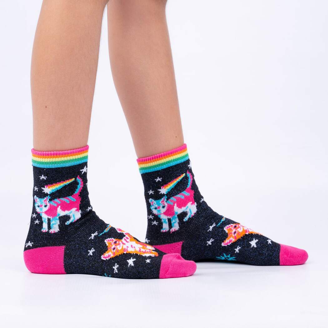 Space Cats Kids' (Age 7-10) Crew Socks 3-Pack