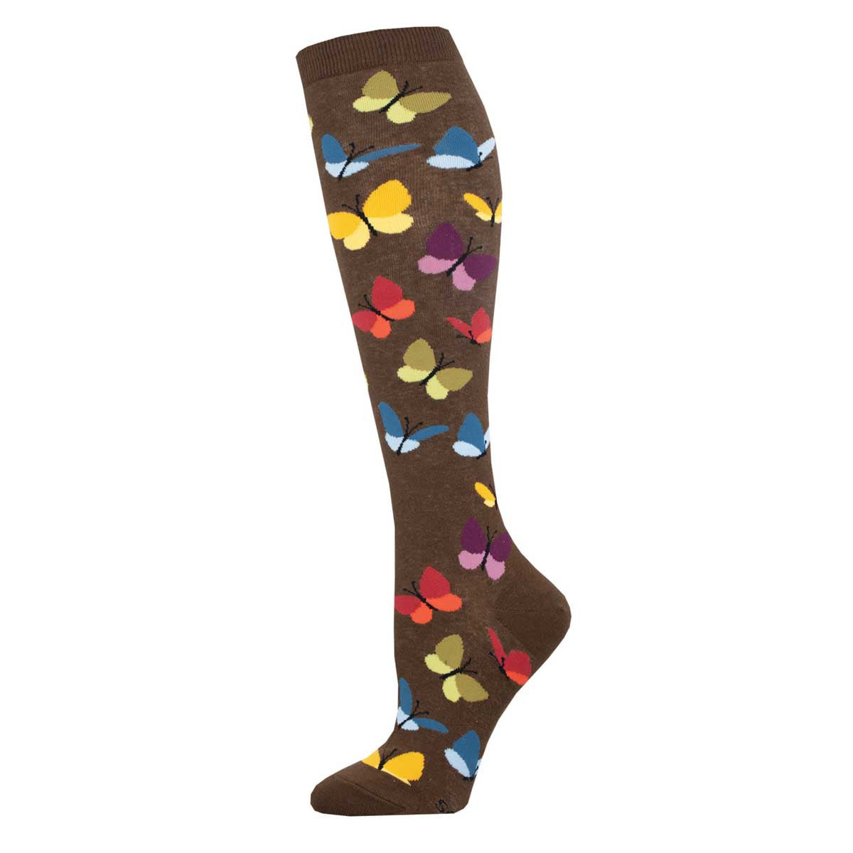 "Wind Beneath Our Wings, Butterflies  (Mocha) Women's Knee Highs"