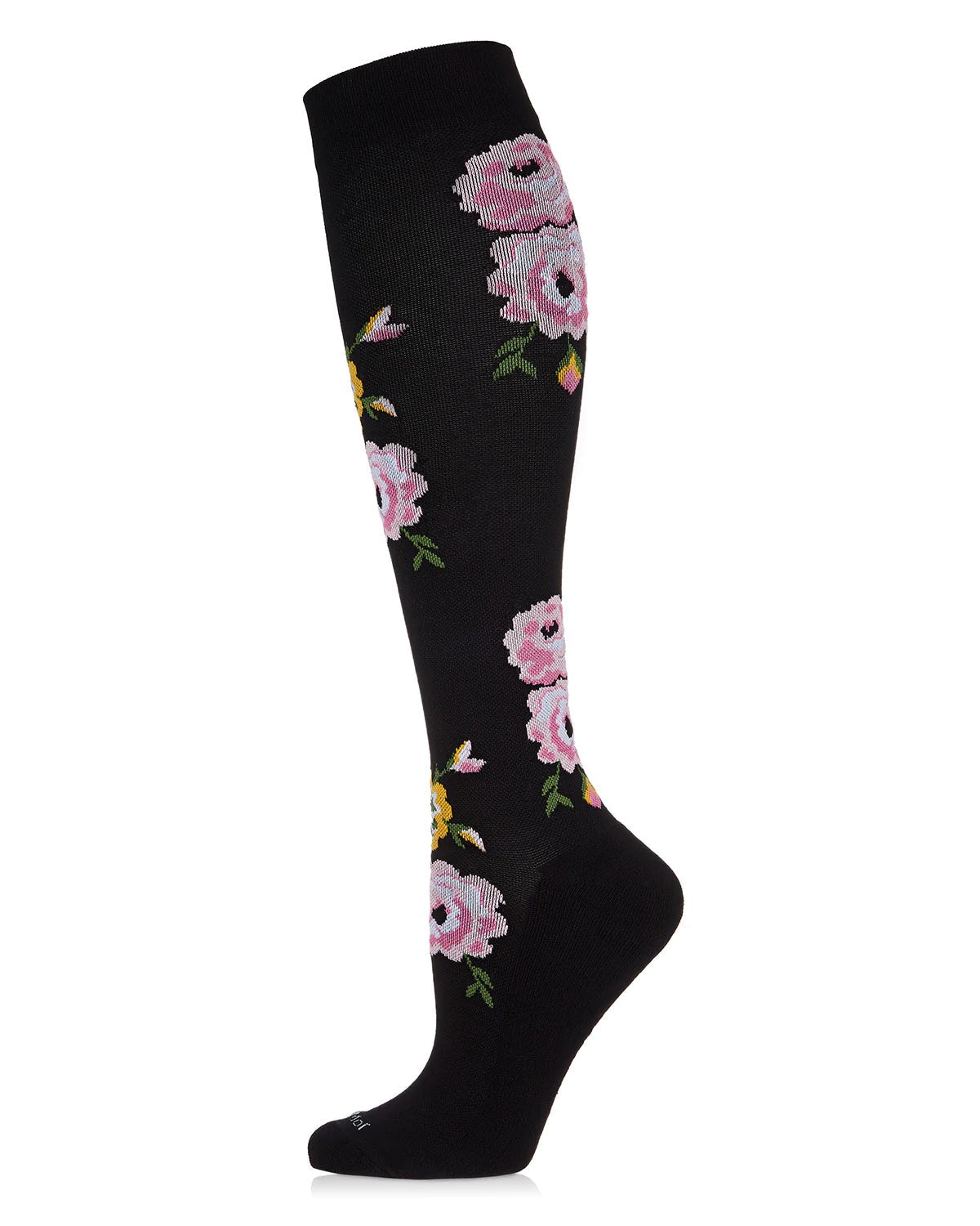 "In Bloom, Floral (Black) Bamboo Compression Socks"
