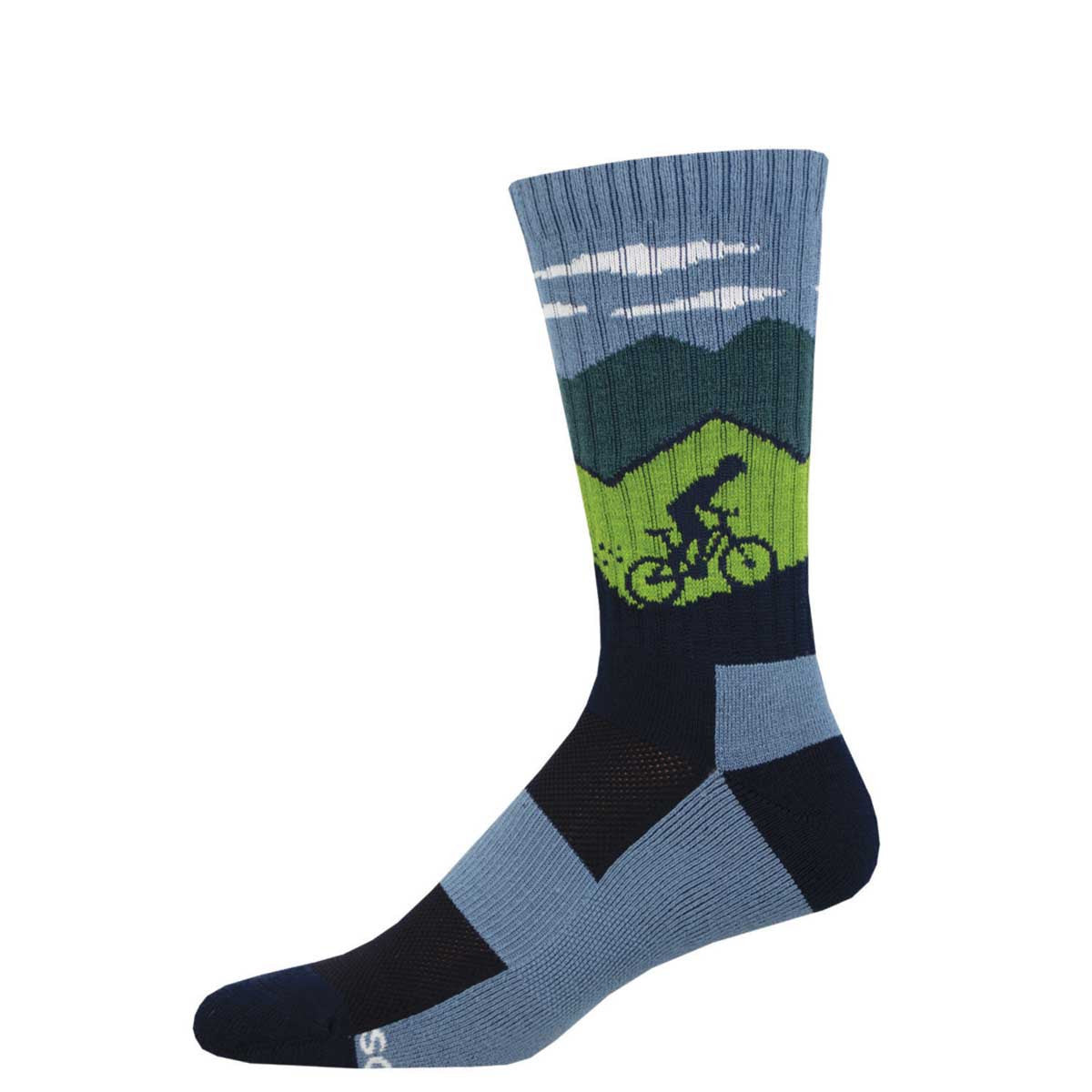 "Ride, On, Ride On, Ride On, Cyclist (Blue) Merino Wool Unisex L/XL Crew Sock"