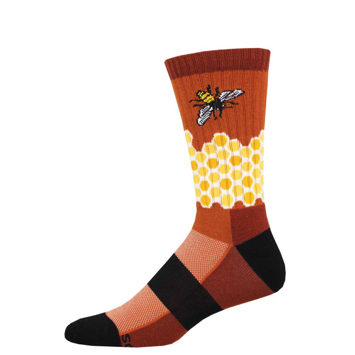 "Home, Sweet Honeycomb (Rust) Merino Wool Unisex L/XL Crew Sock"