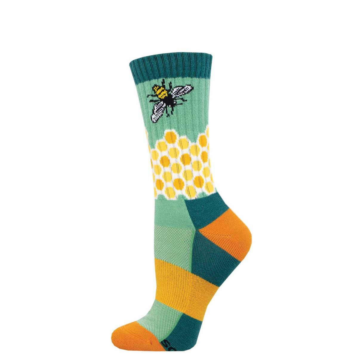 "Home, Sweet Honeycomb (Seafoam) Merino Wool Unisex S/M Crew Sock"