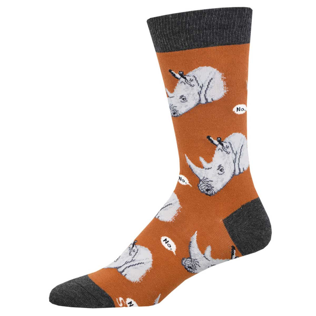 "Rhino, NO! (Rust) Men's Crew Sock"