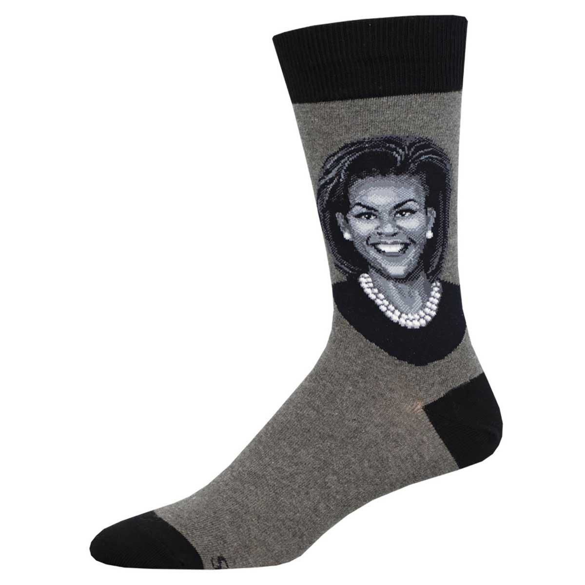 "First Lady, Michelle Obama (Charcoal) Men's Crew Socks"