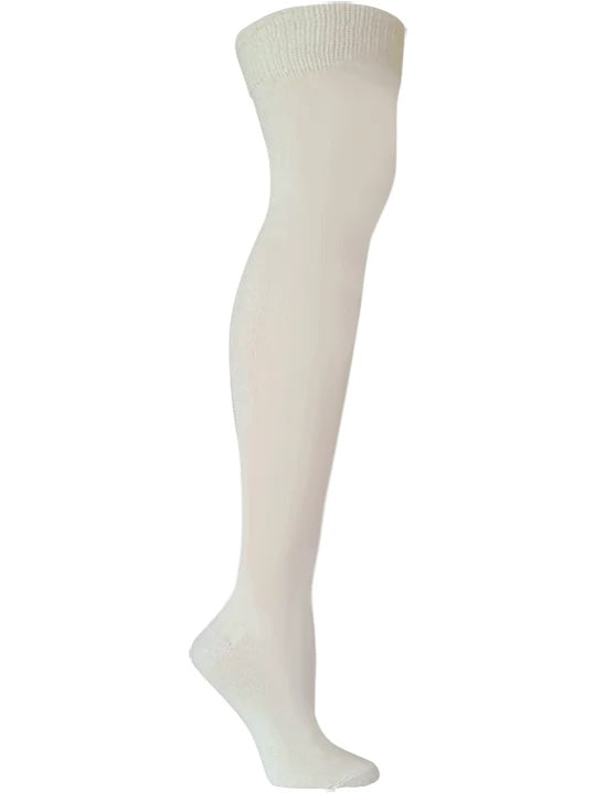 "Milk, Solid White Eco-Friendly Cotton Over the Knee Socks"