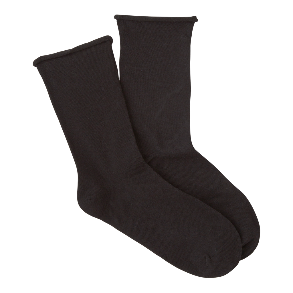 "Roll Top, Non-Binding 3 Pack (Black) Women's Crew Socks"